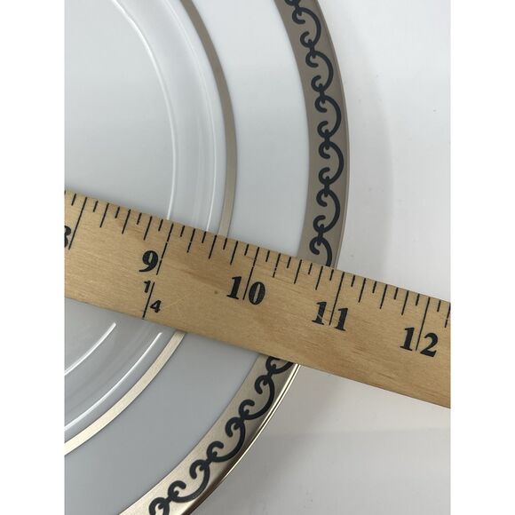 LS Collection Sevilla By Vicente Wolf Metallic Scrolls Dinner Plate 10 7/8” - Picture 2 of 5